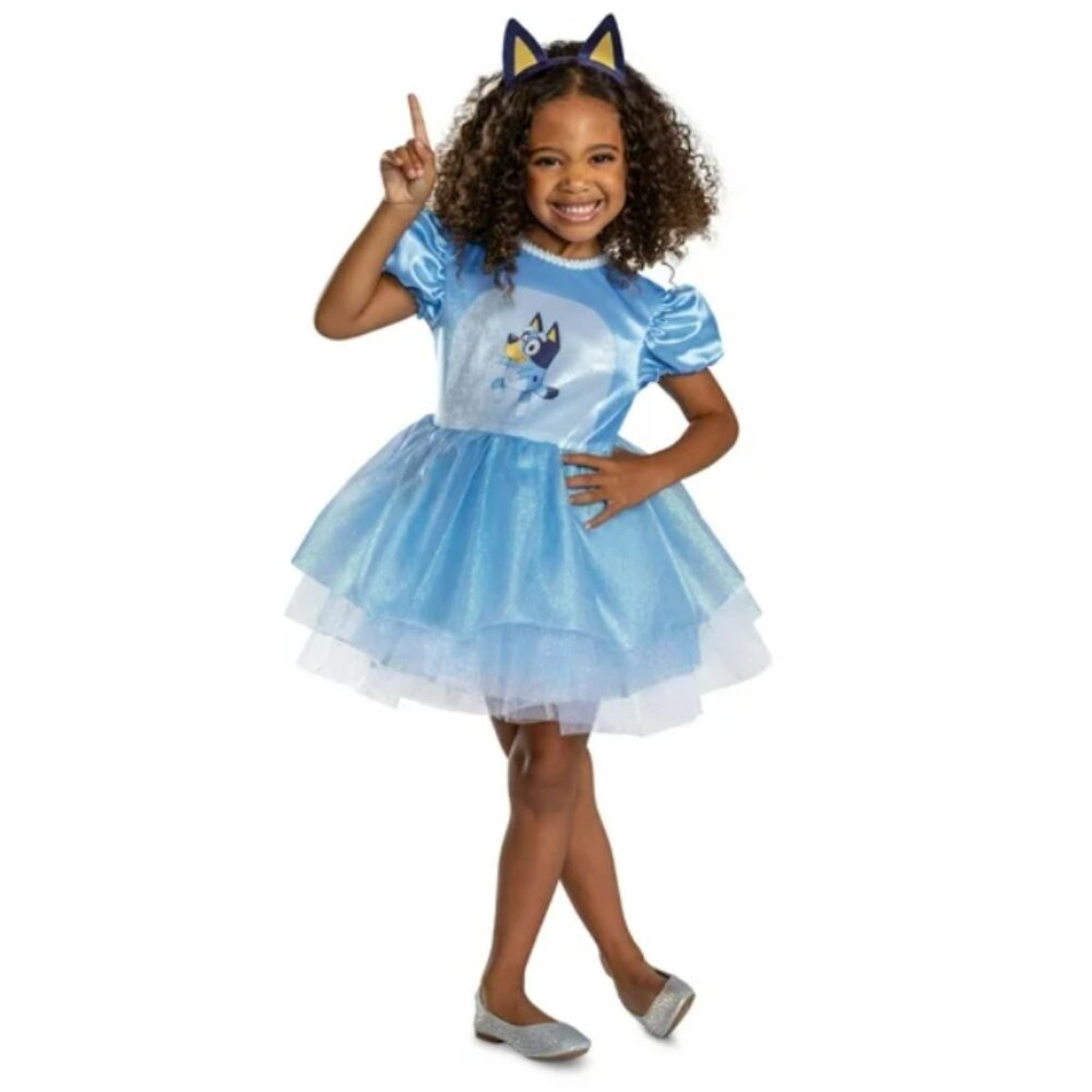 Bluey Halloween Costume Dress 2T Blue Dress & Headband Toddler Girls Cartoon